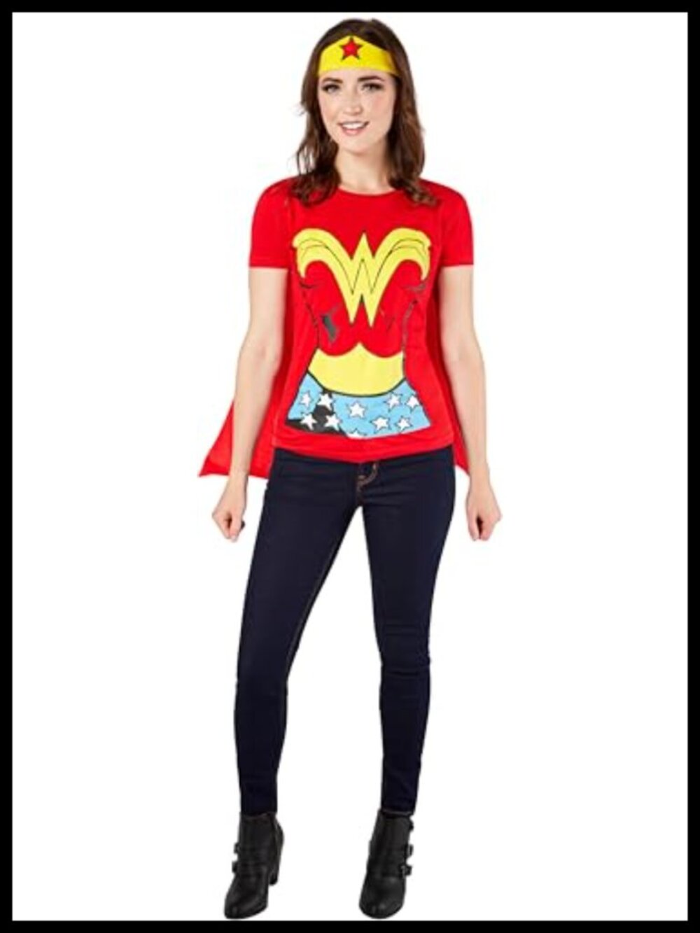 Wonder Woman Costume T-Shirt with Cape and Headband Adult